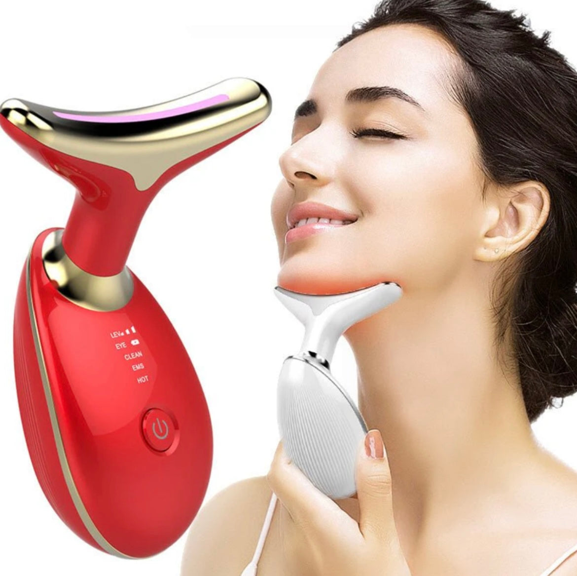 MySupplements® Premium EMS Lumière rouge 7-LED Massage Visage &amp; Cou