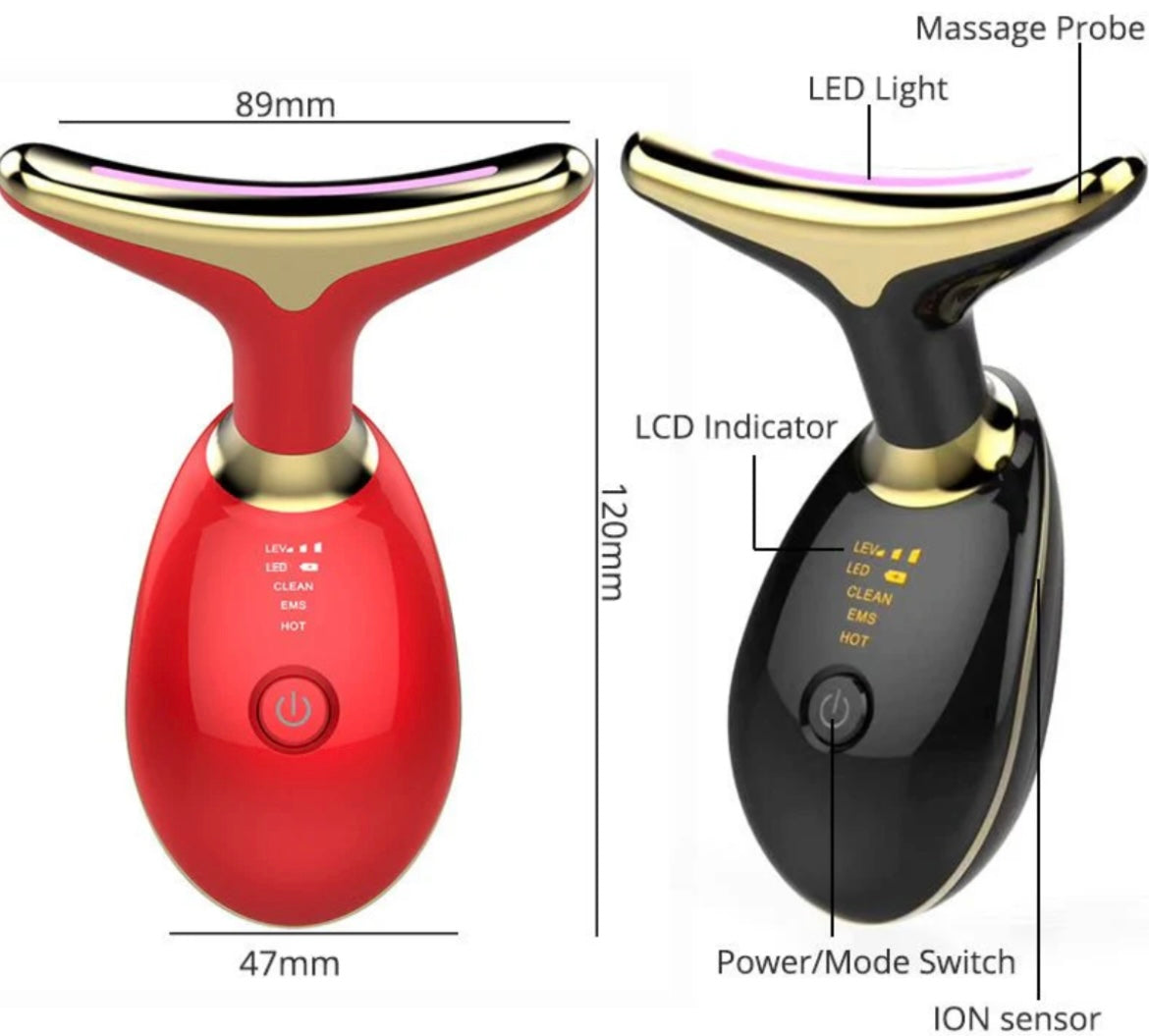 MySupplements® Premium EMS Lumière rouge 7-LED Massage Visage &amp; Cou